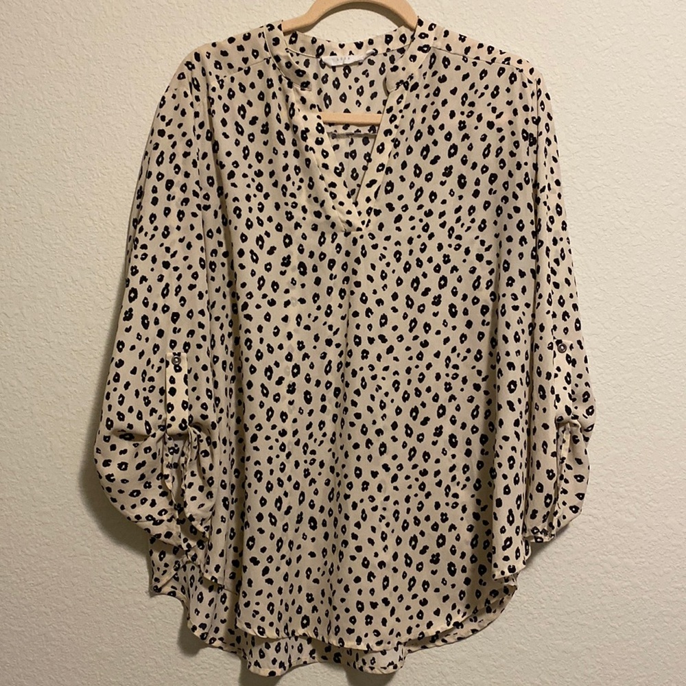 Leopard Print 3/4 Sleeve Blouse